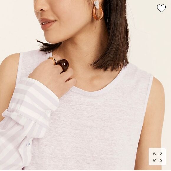 NWT J CREW Linen Muscle Tank Misty Lavender - Picture 2 of 5